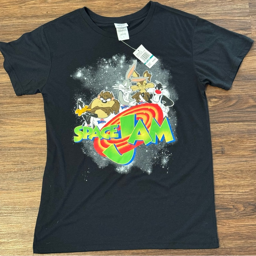 Space Jam Looney Tunes NWT‎ Graphic T-Shirt by Freeze Black Sz L